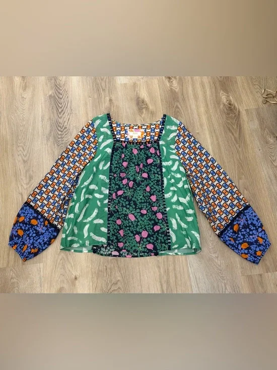 Maeve by Anthropologie Bernadette Mixed Print Blouse - Picture 7 of 8